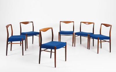Комплект из 6 дизайнерских стульев из палисандра "Генрих-73"